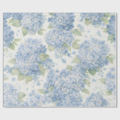 Papier Cadeau Fleur d'Hydrange Bleue en Fleurs (Plat)