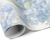 Papier Cadeau Fleur d'Hydrange Bleue en Fleurs (Coin rond)