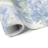 Papier Cadeau Fleur d'Hydrange Bleue en Fleurs (Coin rond)