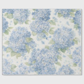Papier Cadeau Fleur d'Hydrange Bleue en Fleurs (Plat)