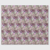 Papier Cadeau Fleur d'Hydrangée Blanche, Rose, Violet - Floral (Plat)