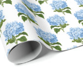 Papier Cadeau Fleur d'Hydrangée bleue (Coin rond)
