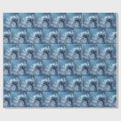 Papier Cadeau Fleur d'Imaginaire Bleu Fancy (Plat)