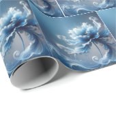 Papier Cadeau Fleur d'Imaginaire Bleu Fancy (Coin rond)