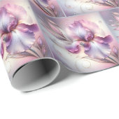 Papier Cadeau Fleur d'iris avec gravure en or (Coin rond)