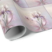 Papier Cadeau Fleur d'iris élégante avec gravure dorée (Coin rond)