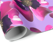 Papier Cadeau Fleur d'Orchidée Violet Tropicale Groovy Hippie (Coin rond)