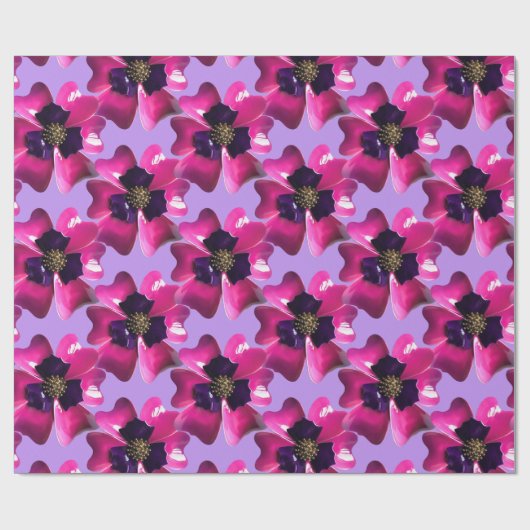 Papier Cadeau Fleur d'Orchidée Violet Tropicale MOD Hippie Groov (Plat)