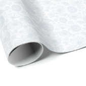 Papier Cadeau Fleur douce (bleu | BLANCHE) (Coin rond)