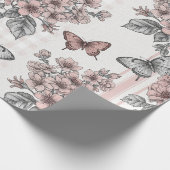 Papier Cadeau Fleur Élégante de Papillon (1) (Coin)