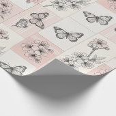 Papier Cadeau Fleur Élégante de Papillon (8) (Coin)