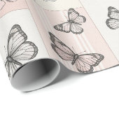 Papier Cadeau Fleur Élégante de Papillon (8) (Coin rond)