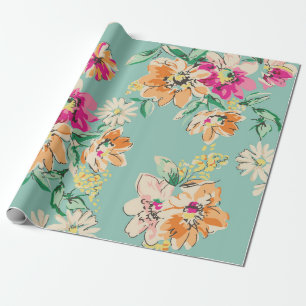 Papier Cadeau fleur esquissée aux couleurs vives - backgr sans s