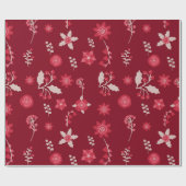 Papier Cadeau Fleur Et Cerise De Noël Poinsettia (Plat)