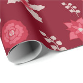 Papier Cadeau Fleur Et Cerise De Noël Poinsettia (Coin rond)