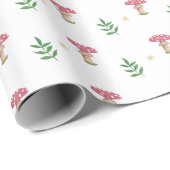 Papier Cadeau Fleur et feuille de champignons mignons (Coin rond)