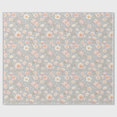 Papier Cadeau Fleur féminine de Saint-Valentin en rose et blanc (Plat)