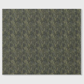 Papier Cadeau Fleur Feuille Verte  (Plat)