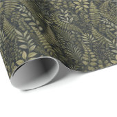 Papier Cadeau Fleur Feuille Verte  (Coin rond)