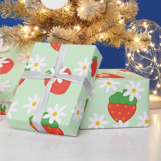 Papier Cadeau Fleur Fleur Motif de fraise Fleur marron (Vacances)