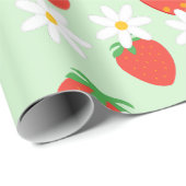 Papier Cadeau Fleur Fleur Motif de fraise Fleur marron (Coin rond)