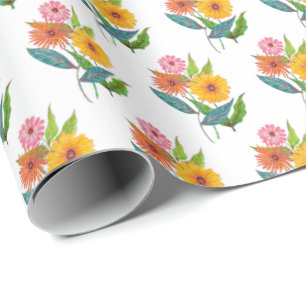 Papier Cadeau Fleur Fleur sauvage artistique Zinnia