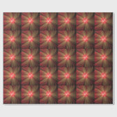 Papier Cadeau Fleur fractale de fansy rouge (Plat)