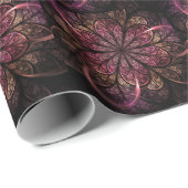 Papier Cadeau Fleur fractale : Fusion rose et or (Coin rond)