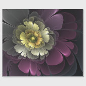 Papier Cadeau Fleur fractale grise pourpre moderne abstraite (Plat)
