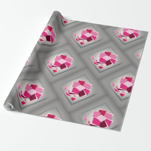 Papier Cadeau Fleur fuchsia Abstraite (Déroulé)