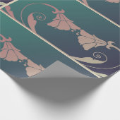 Papier Cadeau Fleur fuschia Art nouveau rose bleu vert élégant (Coin)