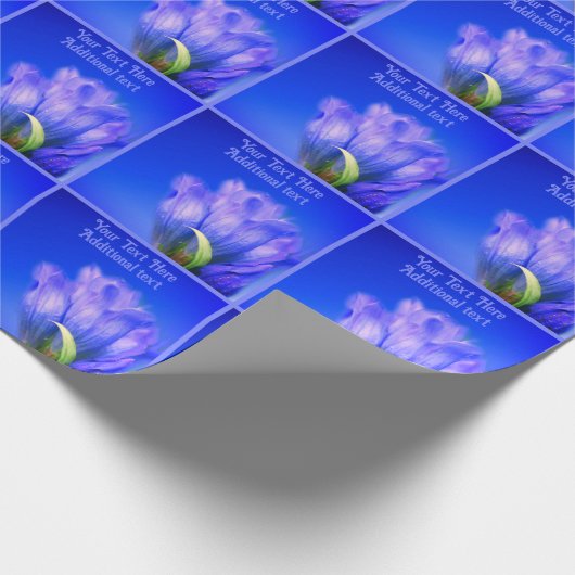 Papier Cadeau Fleur Gentienne Bleue Nature Personnalisée (Coin)