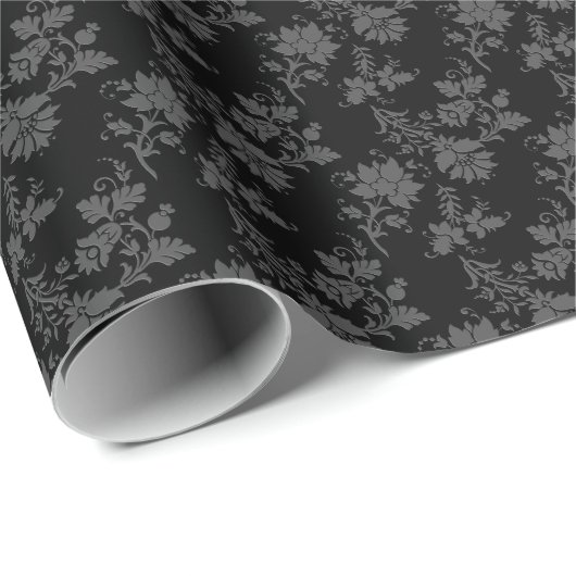 Papier Cadeau Fleur Gothique Noire (Coin rond)