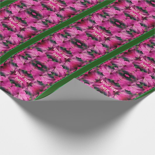 Papier Cadeau Fleur Hibiscus rose Multipliée Personnalisée (Coin)