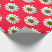 Papier Cadeau Fleur imprimé marguerite sur rose rouge (Coin)