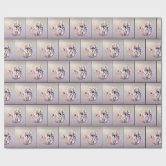 Papier Cadeau Fleur Iris Élégante Avec Etching Or (Plat)