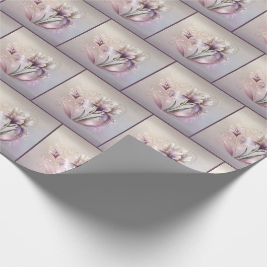 Papier Cadeau Fleur Iris Élégante Avec Etching Or (Coin)