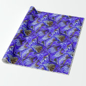 Papier Cadeau Fleur Iris Violet / Esthétique / Carrelé / (Déroulé)