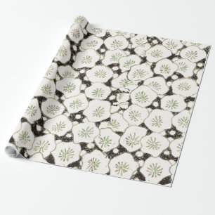 Papier Cadeau Fleur japonaise vintage 1902 : Fleur noire et blan