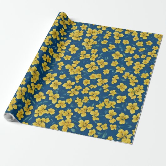 Papier Cadeau Fleur jaune (Déroulé)