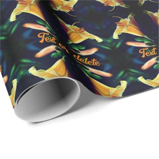 Papier Cadeau Fleur jaune Abstraite personnalisée (Coin rond)