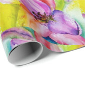 Papier Cadeau Fleur Lily couleur néon (Coin rond)