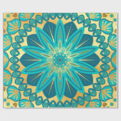 Papier Cadeau Fleur Mandala Blue Gold (Plat)