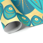 Papier Cadeau Fleur Mandala Blue Gold (Coin rond)