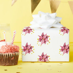 Papier Cadeau Fleur moderne Noël rouge chaud