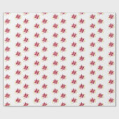 Papier Cadeau Fleur moderne Noël rouge chaud (Plat)