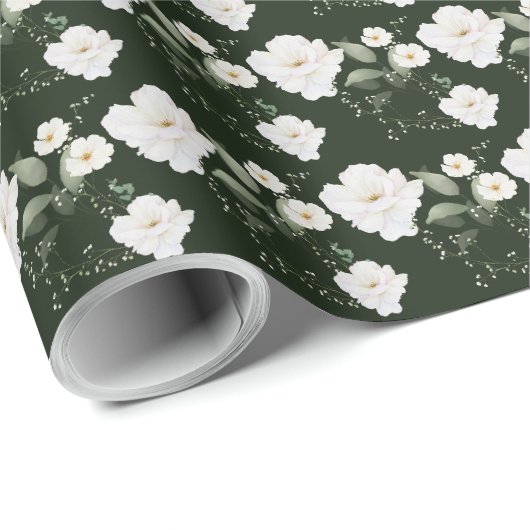 Papier cadeau Fleur noire Rose blanche (Coin rond)