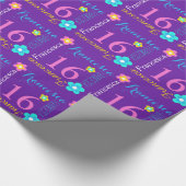 Papier Cadeau Fleur nom personnalisé âge 16e anniversaire envelo (Coin)