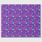 Papier Cadeau Fleur nom personnalisé âge 16e anniversaire envelo (Plat)