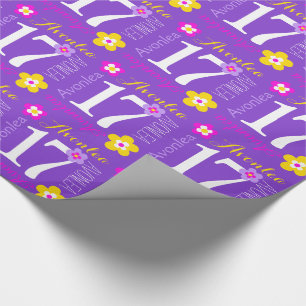 Papier Cadeau Fleur nom personnalisé Avonlea 17e anniversaire e